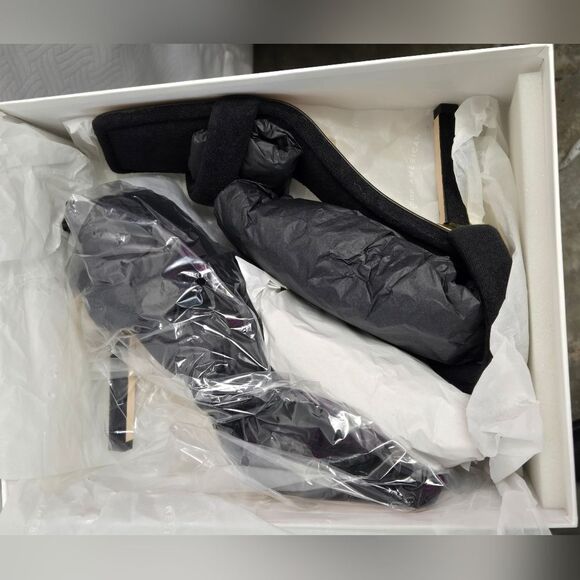 Good American Black Terry Slip On Heeled Sandals Sz 10.5 NEW IN BOX - Picture 10 of 16